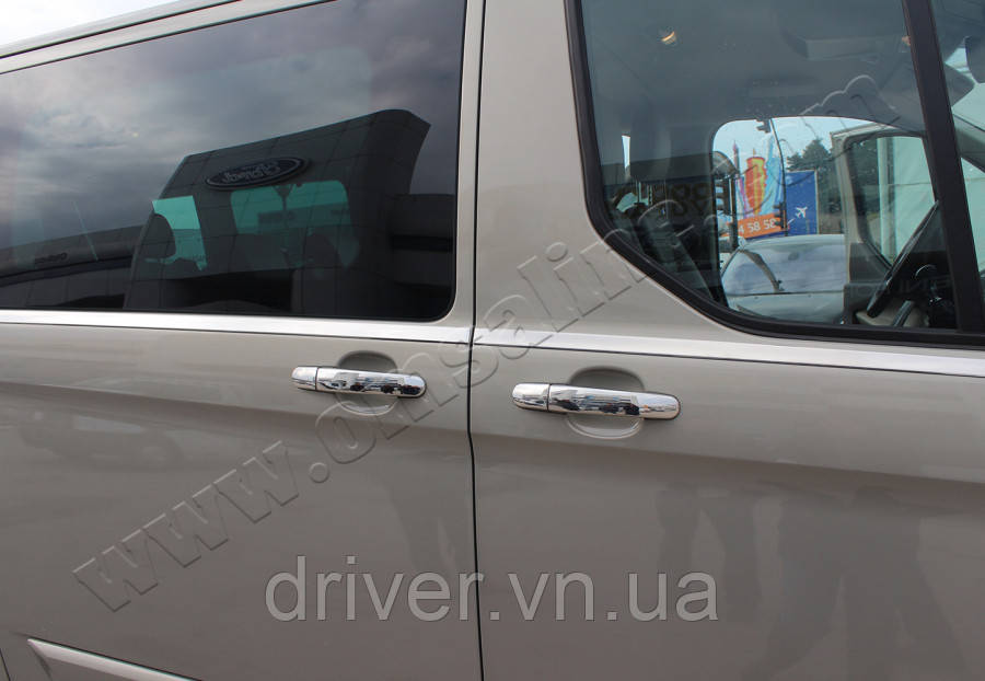 Накладки хромированные на ручки (9шт, 8+на замок) Ford Transit 2014-/Custom 2012-, OmsaLine, 2624041, фото 1