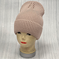 М 89021. Шапка одинарна з отворотом об"ємної вязки  жіноча, підліткова, різні кольори, 6-70 років