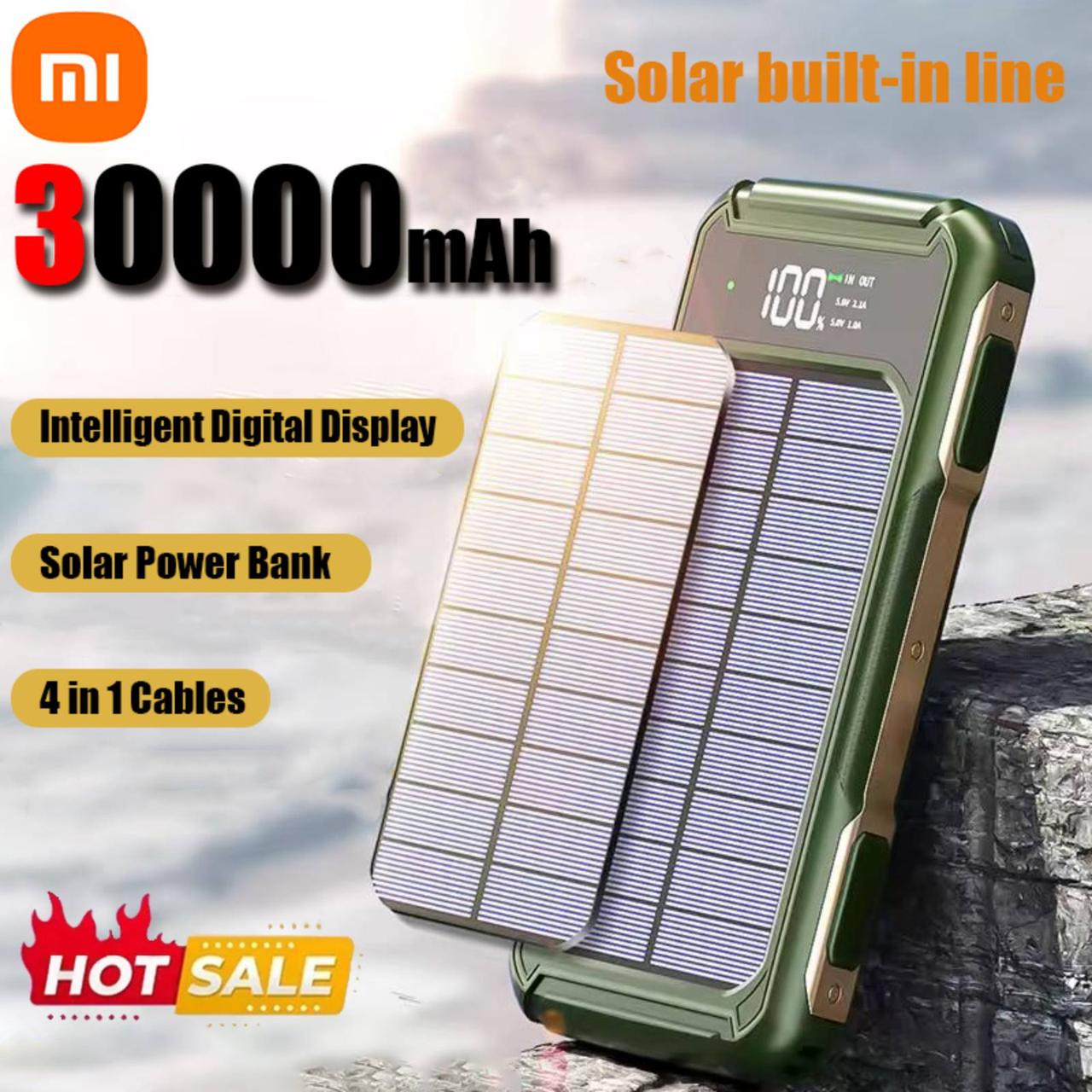 Павербанк високої ємності 30000mAh на сонячній батареї Solar Power Bank 4 в 1