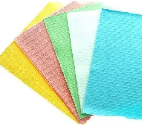 Серветка-нагрудник 50 шт/пач тришарова, мікс кольорів, 33х41, фото 1