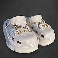 Жіночі крокси Progress на платформі Бежеві з джебітсами