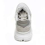 Жіночі шкіряні кросівки біло-сірого кольору на шнурівці з перфорацією Sergio Billini t096-02-12-07 розмір 36, фото 6
