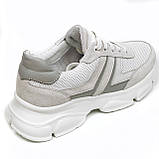 Жіночі шкіряні кросівки біло-сірого кольору на шнурівці з перфорацією Sergio Billini t096-02-12-07 розмір 36, фото 7