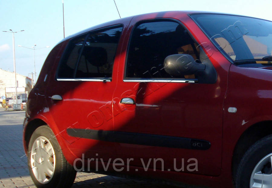Накладки хромированные на стекла (нижние) (4шт) Renault Clio 5D 1999-2006, OmsaLine, 6101141, фото 1