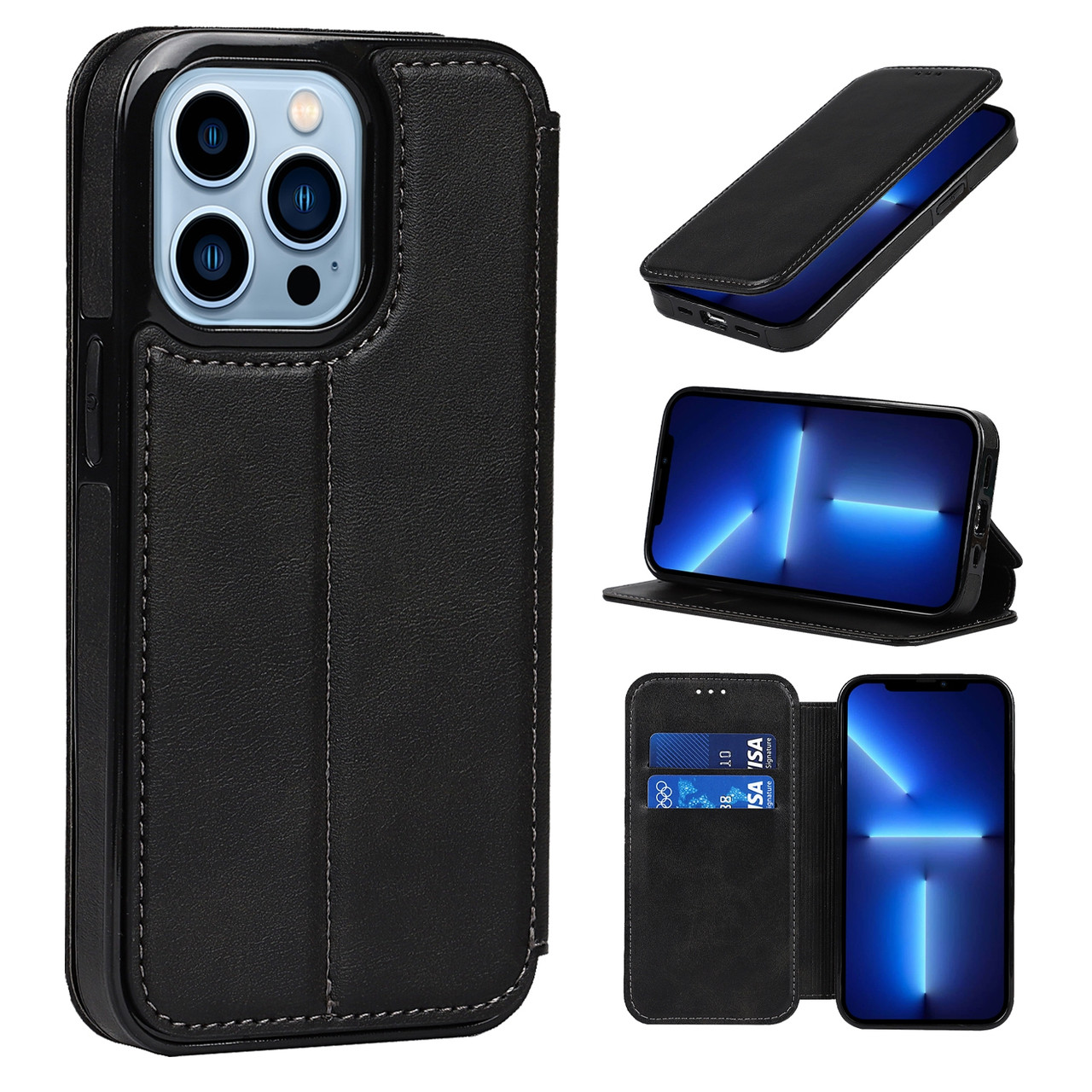 Чохол-книжка Knight Leather Wallet для Apple iPhone 13 Pro Max Black, фото 1