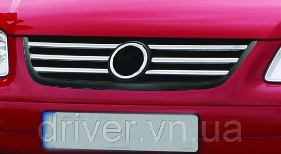 Накладки хромированные на решетку радиатора (6шт) Volkswagen Touran 2003-2007/Caddy Life 2004-2010, Carmos,, фото 1