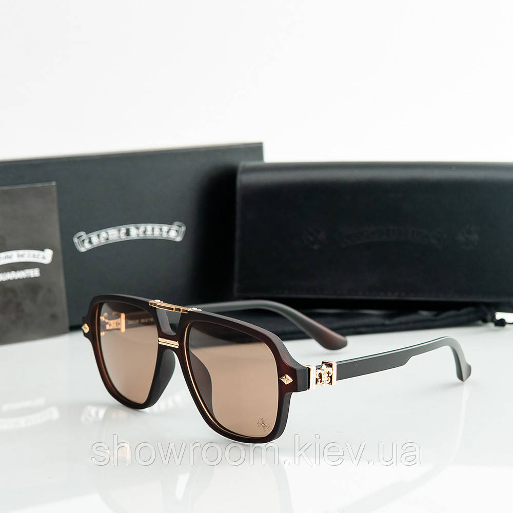 Сонцезахисні брендові чоловічі окуляри Chrome Hearts (38260) brown