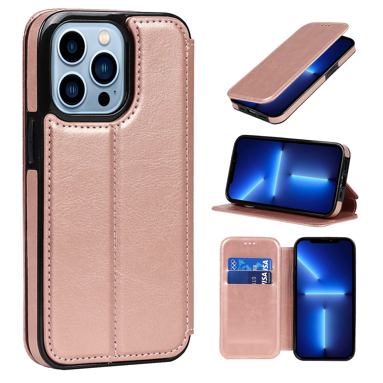 Чохол-книжка Knight Leather Wallet для Apple iPhone 13 Pro Max Rose Gold, фото 1