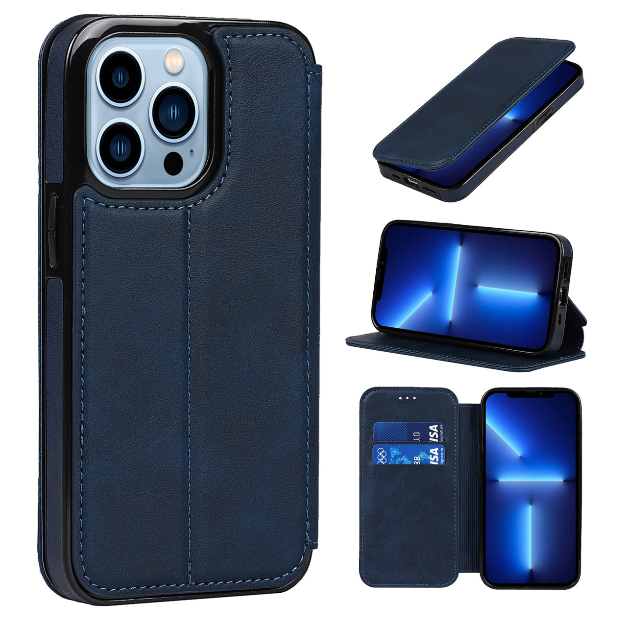 Чохол-книжка Knight Leather Wallet для Apple iPhone 13 Pro Max Blue