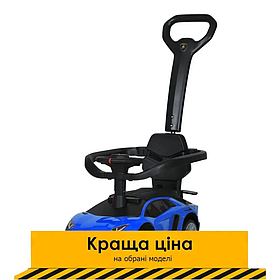 Каталка-толокар з батьківською ручкою (музика, світло, сигнал) M 5777EL-4 Синій