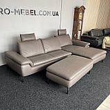 Шкіряний диван кутовий диван з пуфом, фото 2