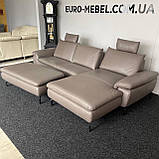 Шкіряний диван кутовий диван з пуфом, фото 3