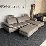 Шкіряний диван кутовий диван з пуфом, фото 4