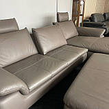 Шкіряний диван кутовий диван з пуфом, фото 5