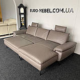 Шкіряний диван кутовий диван з пуфом, фото 8