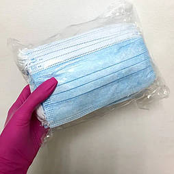 Маска медична блакитна (50шт) пакет