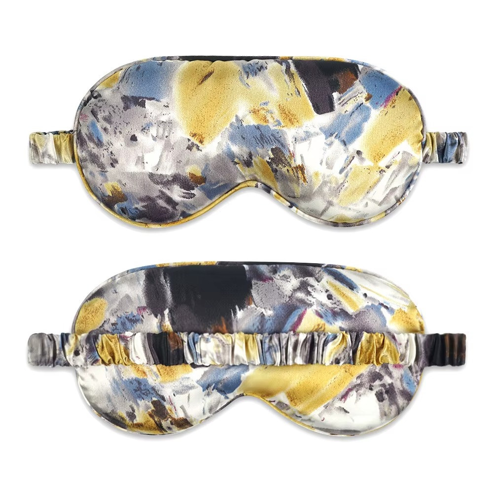 Шовкова маска для сну Silenta Silk Wave Print Різнобарвні мазки + беруші