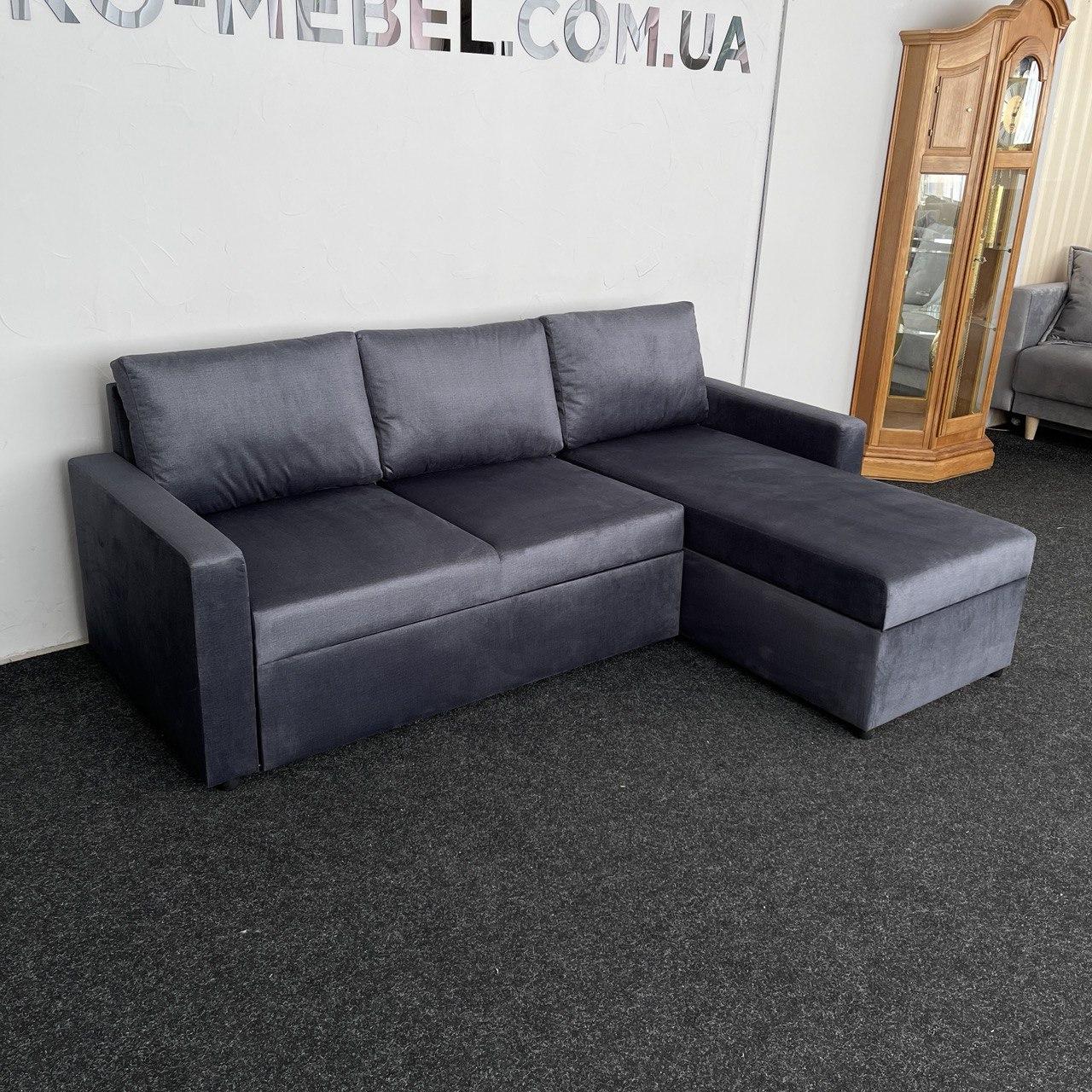 Велюровий розкладний диван кутовий, фото 1