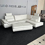 Шкіряний кутовий диван з пуфом, фото 5