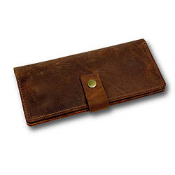 Гаманець на кнопці шкіра-крейзі коньяк FR26