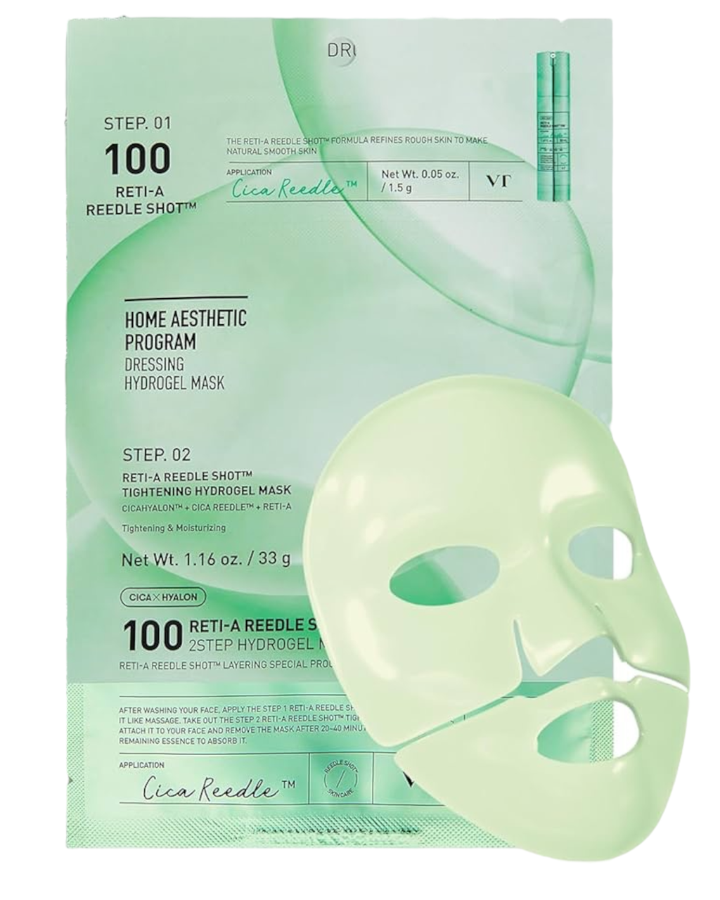Гідрогелева маска з мікроголками та ретинолом VT Cosmetics Reti-A Reedle Shot 100 2 Step Hydrogel Mask 1,5 мл + 33 мл