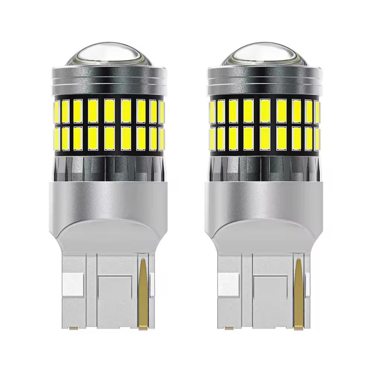 Авто LED лампи задній хід, ДХО T20, W21W, 7440 144SMD, 12-24В, 21ВТ Canbus-Без Швидкого моргання, білий