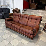 Прямий шкіряний диван б/в Голандія, фото 2