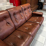 Прямий шкіряний диван б/в Голандія, фото 5