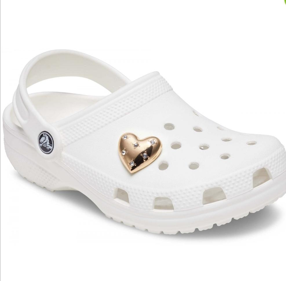 Jibbitz Джибітс Crocs серце з камінцями металеве