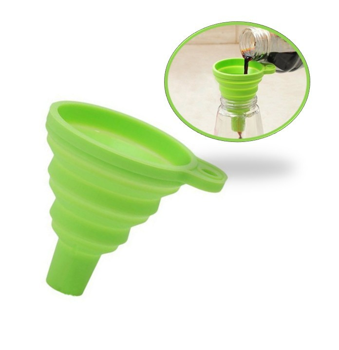 Складна силіконова міні лійка 70*55 мм Silicone Collapsible Green, фото 1
