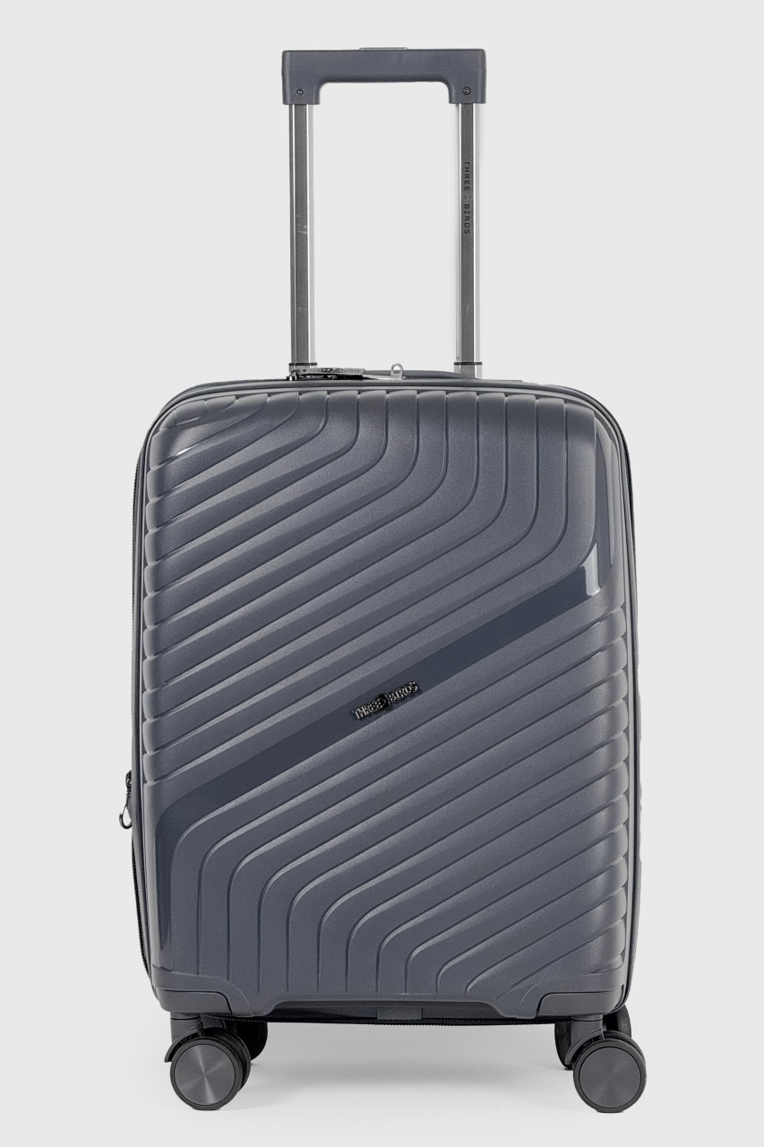 Маленька пластикова валіза ручна поклажа Three Birds 2024-17-11S сіра, фото 1