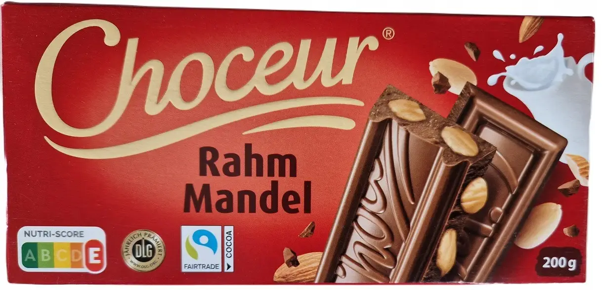 Шоколад молочний Choceur Rahm Mandel з мигдалем 200 г Німеччина, фото 1