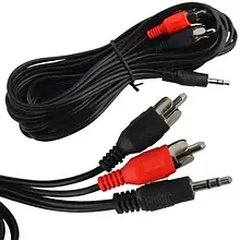 Шнур аудіовідео TCOM, штекер 3.5 стерео — 2 штекери RCA, Ø 2.6х5.2 мм, 1.2 м
