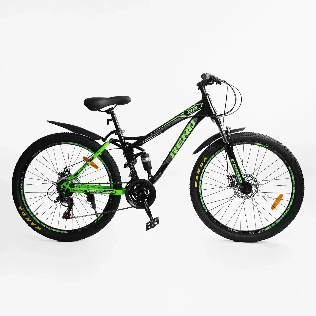 Велосипед 26 ST Corso «REND» RD-11320 сталь 15", (к-т SHIMANO) чорно-салатовий