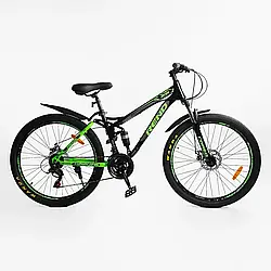 Велосипед 26 ST Corso «REND» RD-11320 сталь 15", (к-т SHIMANO) чорно-салатовий