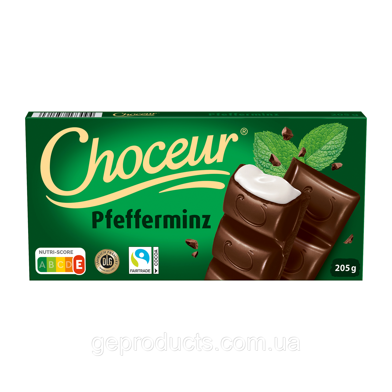 Шоколад молочний Choceur з перцевою м'ятою 200 г Німеччина