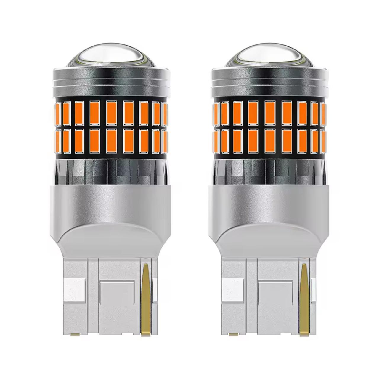 Авто LED-лампи в задній хід, ДХО T20, W21W, 7440 54SMD, 12-24 В, 21 ВТ Canbus-Без Швидкого моргання, жовтий 1 шт.