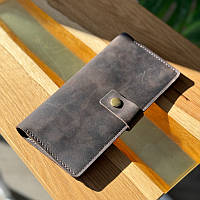 Гаманець унісекс на кнопці шкіра-крейзі коричневий FR27