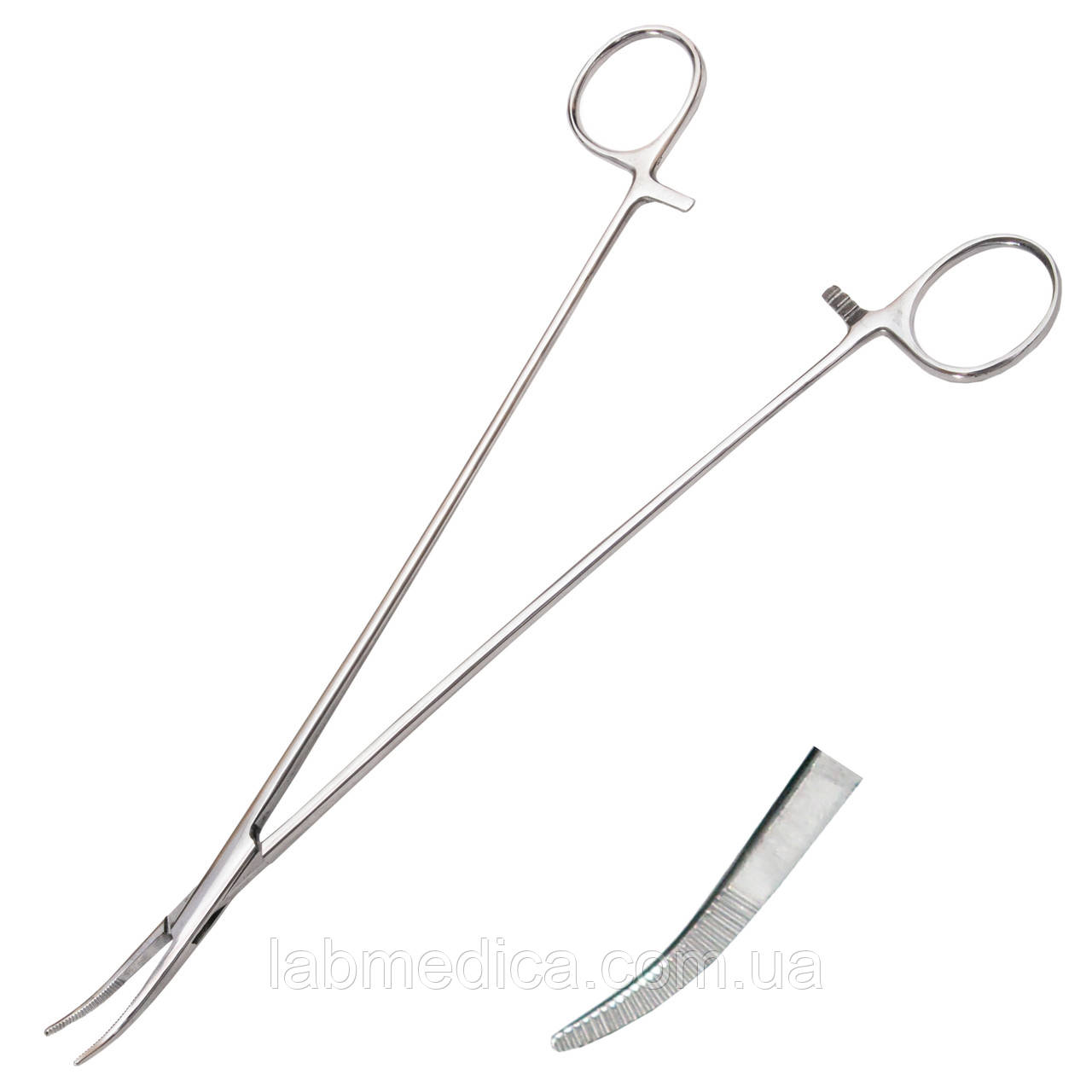 Затискач кровоспинний по Spencer-Wells зубчатий вертикально зігнутий SURGIWELOMED Довжина 24,0 см, фото 1