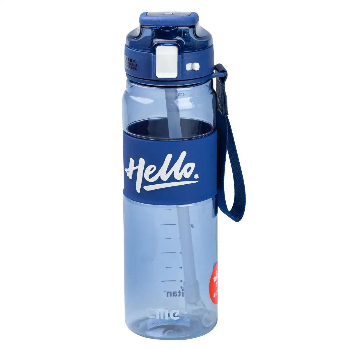 Пляшка для води 860 мл тритан з ремінцем і ручкою Синя HP17303BL, фото 1
