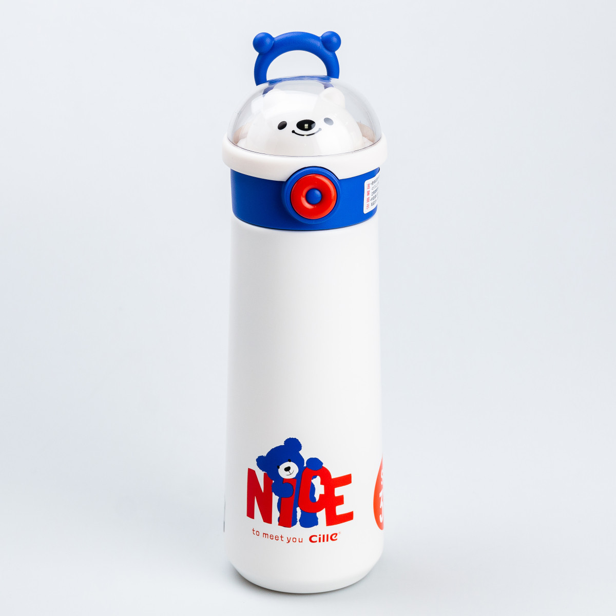 Термос дитячий 500 мл з напувалкою трубочкою "Ведмідь" Синій, фото 1