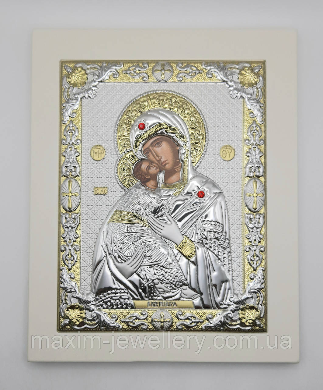 Срібна ікона "Володимирська Богородиця" (255х195мм.)
