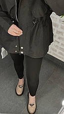 Жіноча чорна куртка з плащівки зі стразами | Весна-літо | Вшитий капюшон | S-XL, фото 2