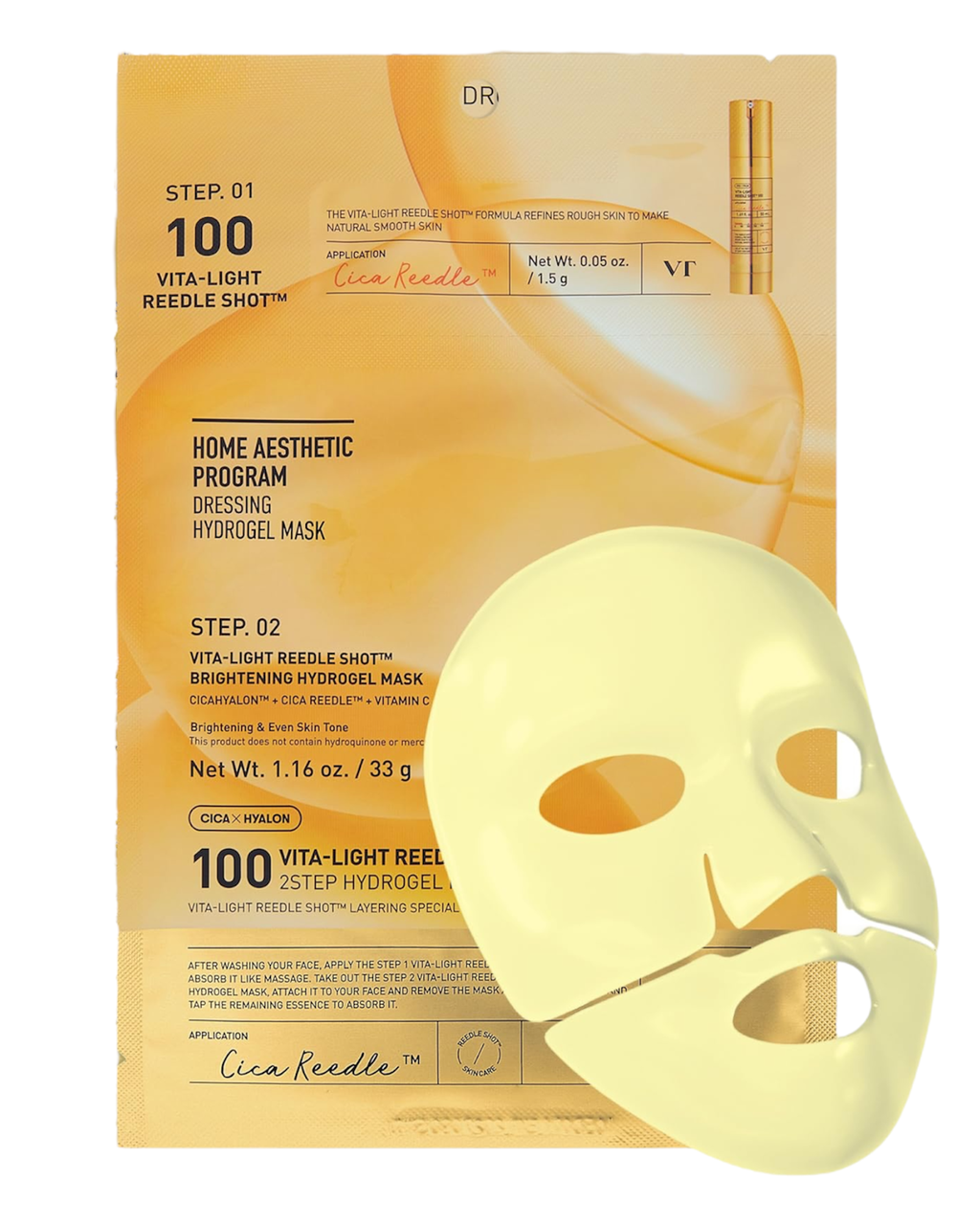 Освітлююча гідрогелева маска VT Cosmetics Vita-Light Reedle Shot Brightening Hydrogel Mask 1,5g + 33g