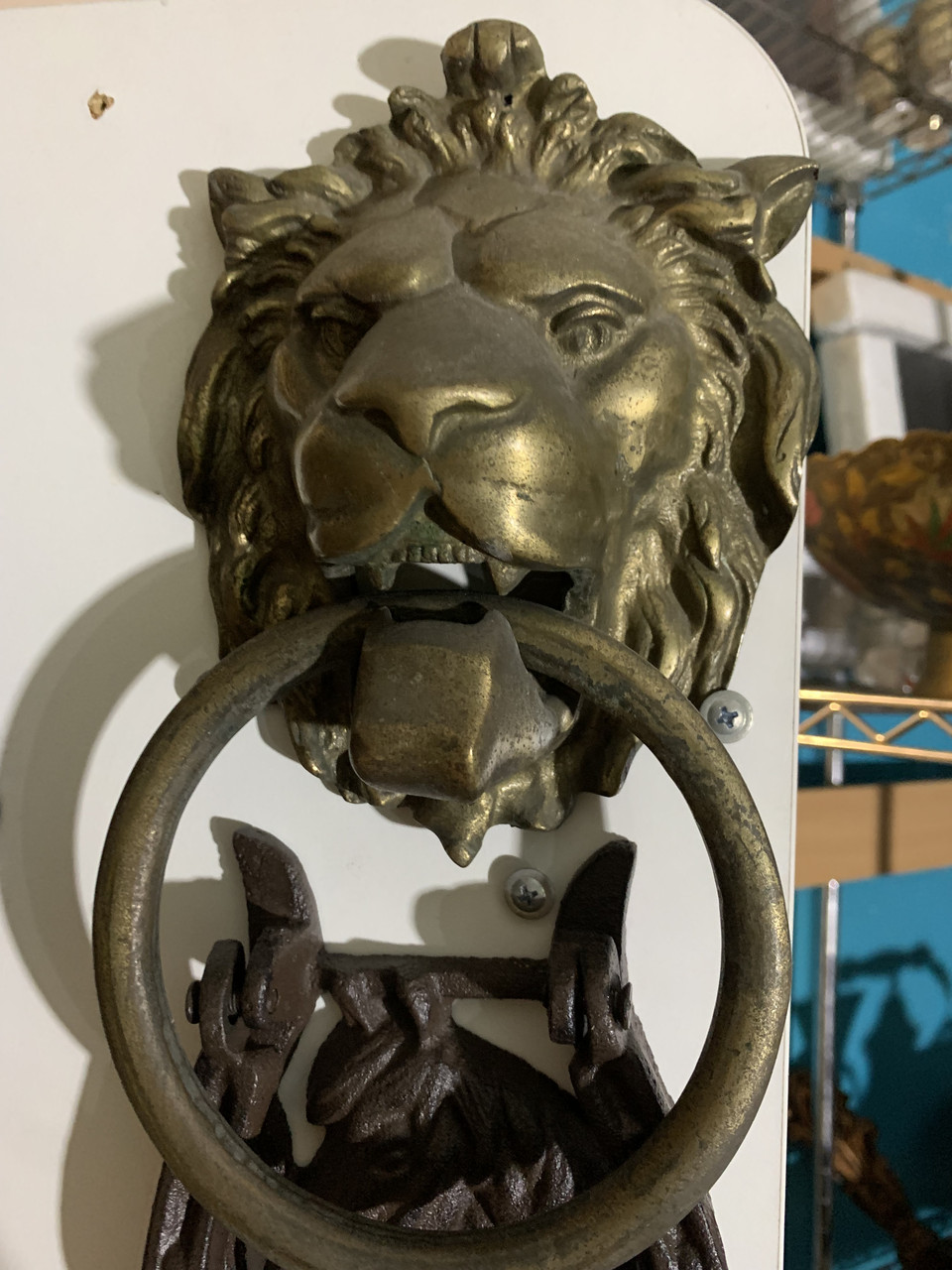 Декоративний латунний дверний молоток "Лев" (15 см)