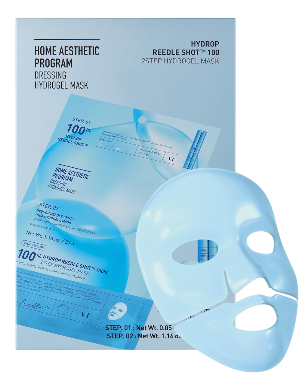 Зволожуюча гідрогелева маска для обличчя VT Cosmetics Hydrop Reedle Shot 100hL 2-Step Hydrogel Mask 38 g