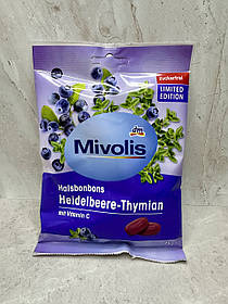 Льодяники Mivolis Пастилки зі смаком чорниці та чебрецю без цукру Heidelbeere-Thymian, 75g