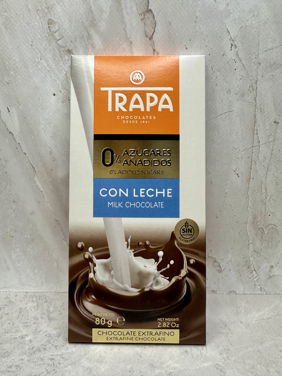 Молочний шоколад без цукру та глютену Trapa, 80 г