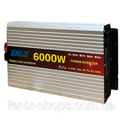 Перетворювач напруги EASUN POWER 6000W LCD інвертор із чистою синусоїдою 12V-220V, фото 1