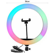 Кільцева світлодіодна RGB MJ-36 лампа від USB та тримачем для телефону, діаметр 36 см, фото 5